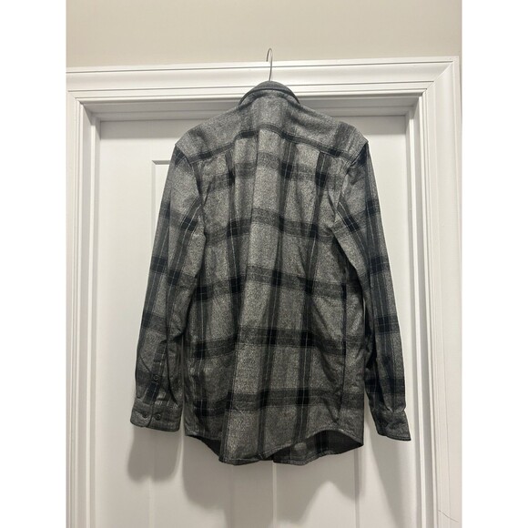 Carhartt Men Gray Plaid Flannel Loose Fit Long Sleeve Button Shirt Size Medium - Picture 5 of 5